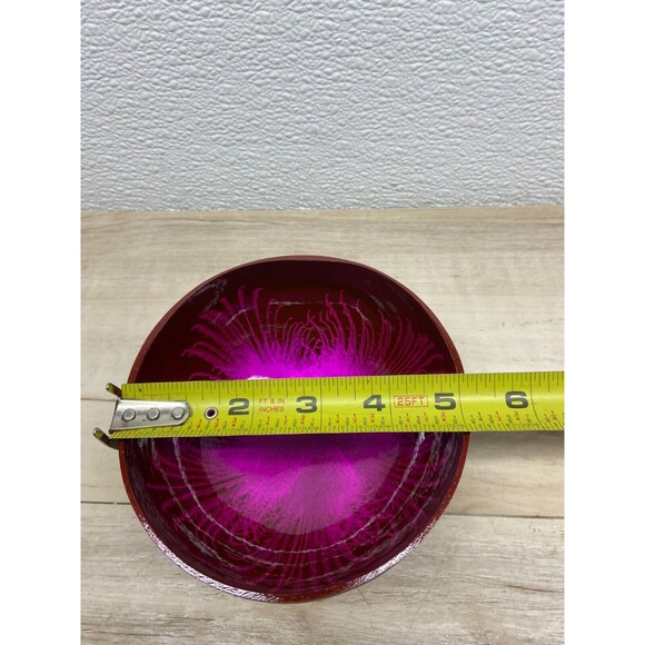 Coconut Shell Bowl Pink Splash Handmade And Painted - Picture 4 of 5